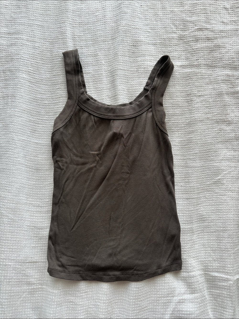 wild fable Army Green Ribbed Scoop Tank Top